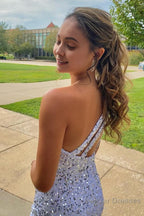 Fuchsia Deep V Neck Sequin Mermaid Prom Dress