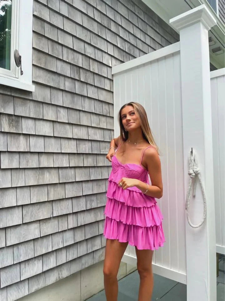 Fuchsia Hot Pink Chiffon Homecoming Dress, Main image