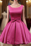 Fuchsia Satin Bow Homecoming Dress