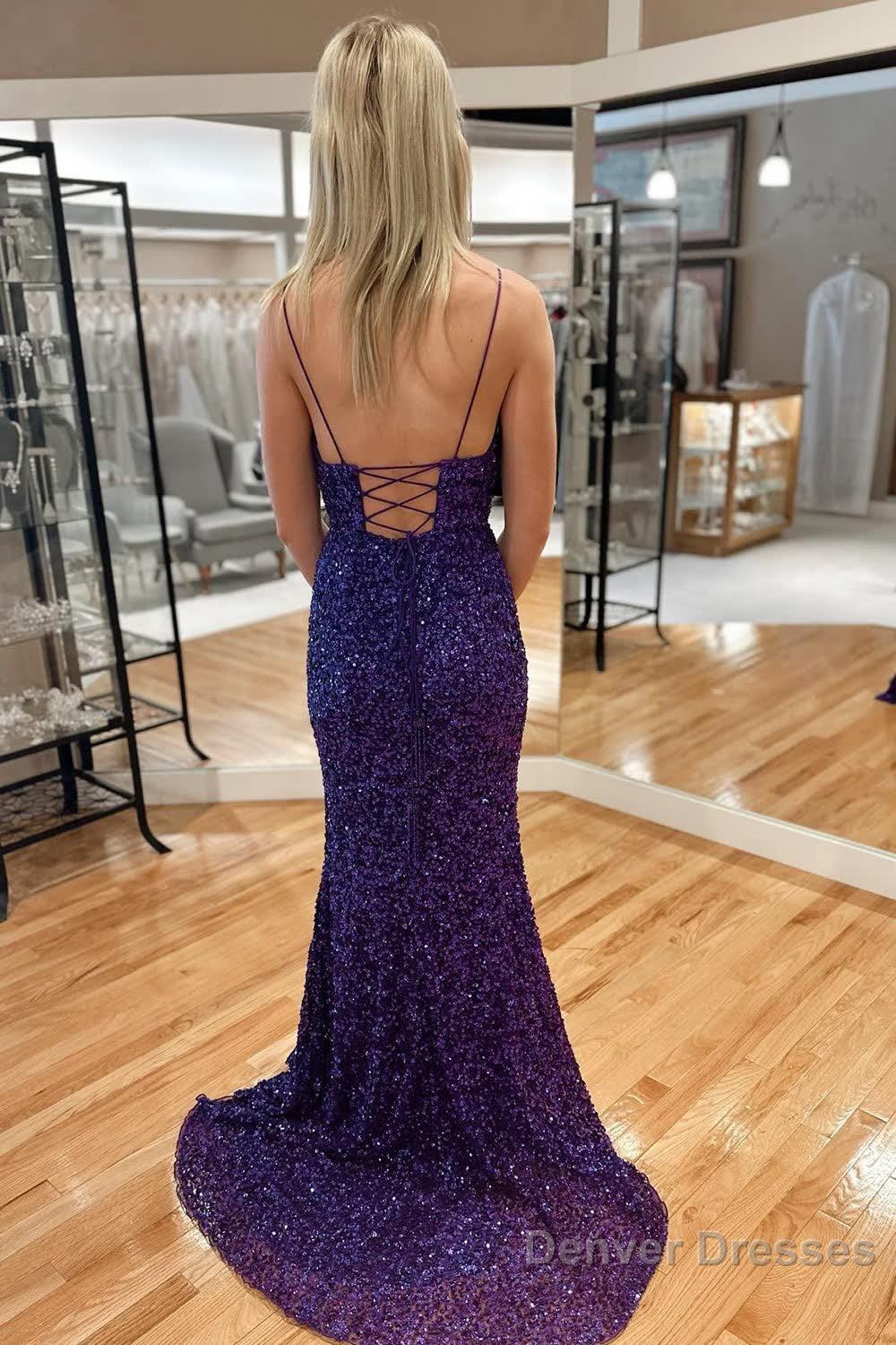 Fuchsia Sequin Mermaid Long Prom Dress