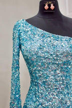 Fuchsia Sequins Homecoming Dress with Sleeves