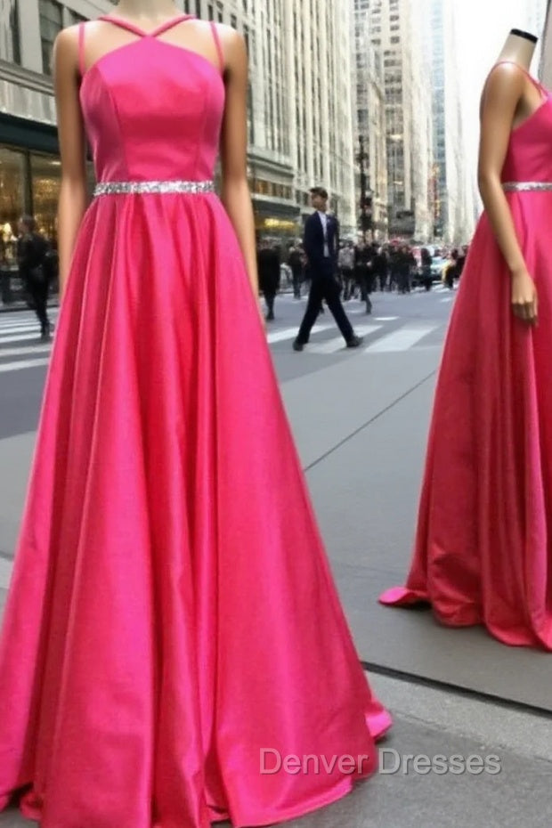 Fuchsia Spaghetti Straps A Line Prom Dress Prom Dress