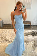 Fuchsia Spaghetti Straps Appliques Prom Dress