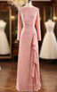 Full Sleeves Zipper Back Beading Mother of the Bride Dress