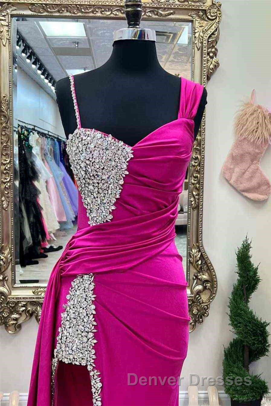 Chic Fuchsia Beaded Long Porm Dress Secondary image