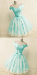 Green Off The Shoulder Appliques Short Homecoming Dress