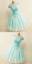 Green Off The Shoulder Appliques Short Homecoming Dress
