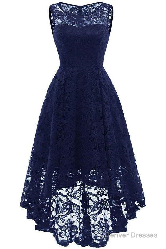 Women Floral Lace Bridesmaid Party Dress, Short Prom Dress, V Neck Main image