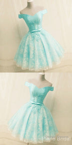 Green Off The Shoulder Appliques Short Homecoming Dress