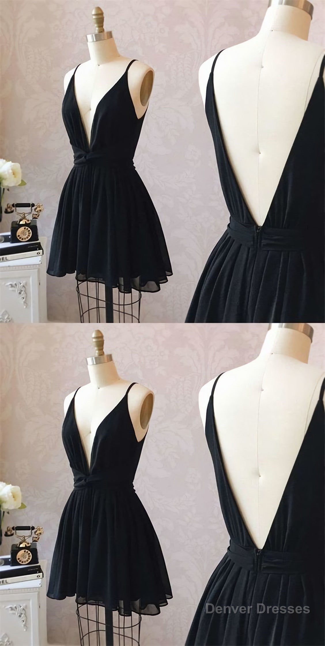 Cute Black Chiffon Short Little Black Homecoming Dresses Main image