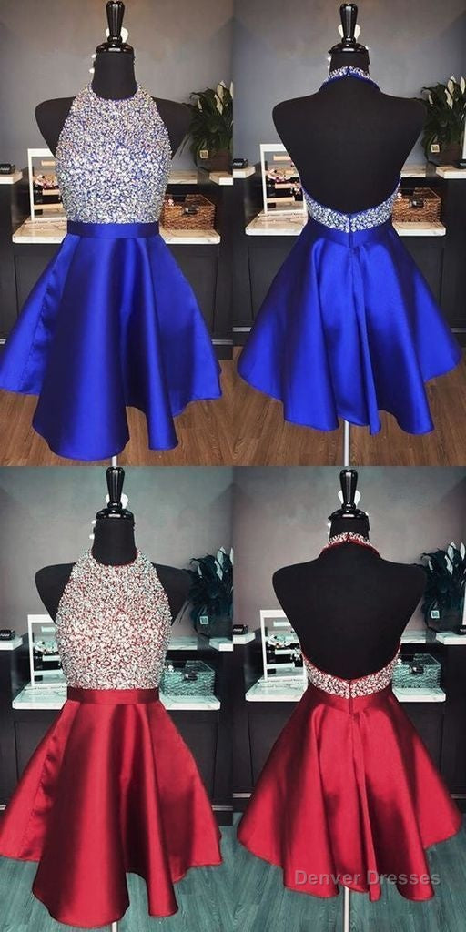 Halter Neck Homecoming Dress, Short Beaded Graduation Dresses, Dance Dress, Sweet 16 Dress Main image