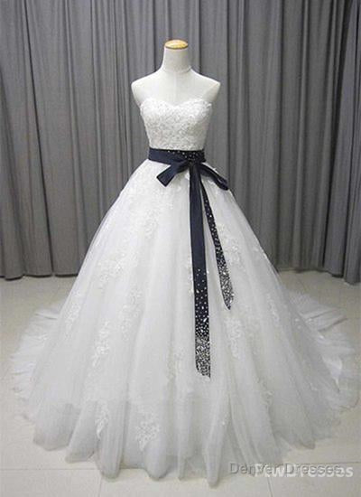 white lace simple a line formal prom dress Main image