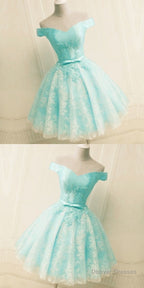 Green Off The Shoulder Appliques Short Homecoming Dress