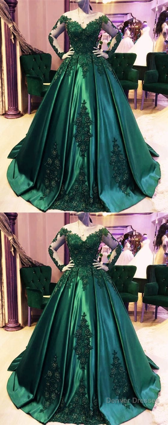 Dark Green Ball Gown Emerald Green Prom Dress, Ball Gown Wedding Dress
