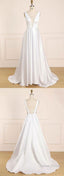 Simple V Neck Satin Long Prom Dress, Evening Dress