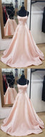 Simple Pink Satin Long Prom Dress, Pink Evening Dress