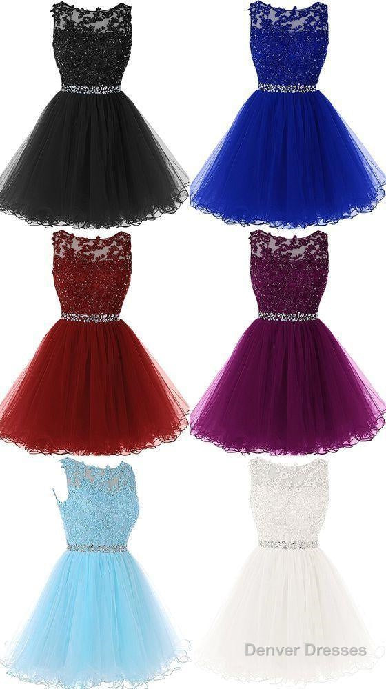 A Line Sleeveless Lace Rhinestone Short Cocktail Party Dress Main image