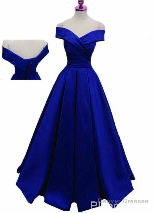 Royal Blue Satin Floor Length Formal Gown Prom Dress, 2025 Blue Party Gown