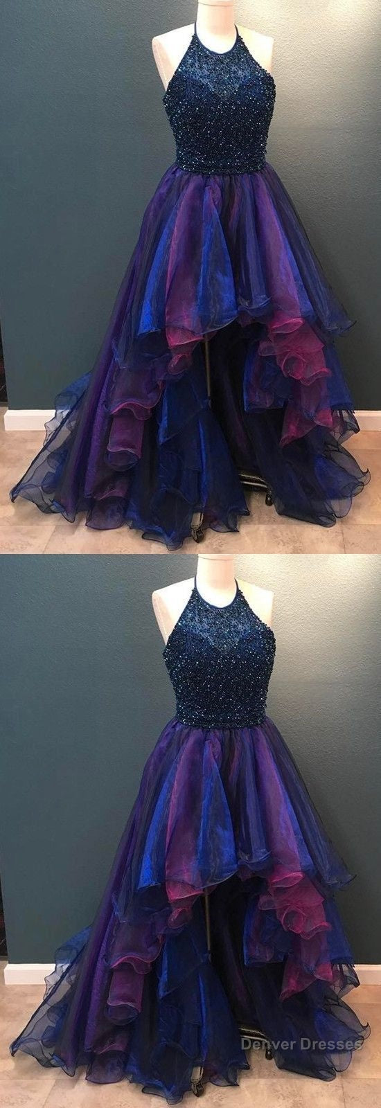 High Low Prom Dresses, Ombre Prom Dresses, Asymmetric Prom Dresses, Front Short Long Back Prom Dresses