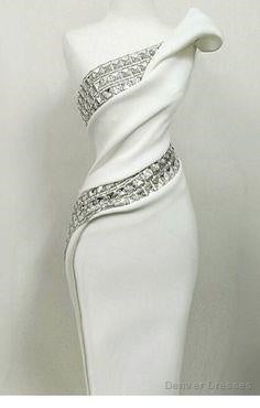 Glam White Dress With Diamonds Floor Length Prom Dress Main image