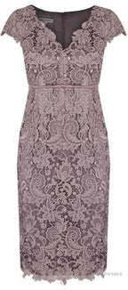 Sheath V Neck Cap Sleeves Lace Empire Mother Of The Bride Dress With Sash