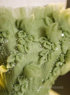 Geen Tulle A-line Prom Dress with FLowers, Off  Shoulder Tulle Party Dress