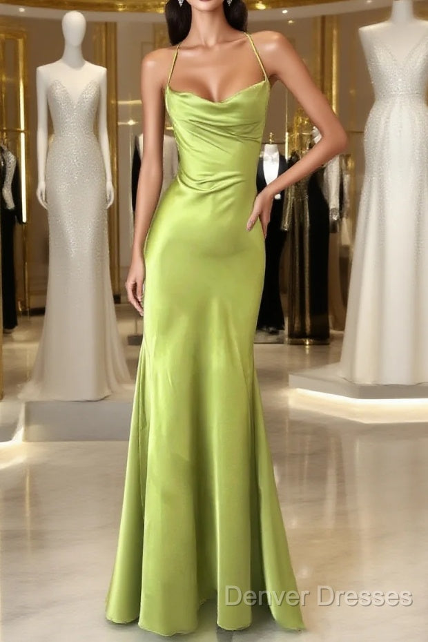 Gentle Satin Swing Neck Spaghetti Straps Mermaid Gown Elegant Backless Prom Dress For Quinceanera&Graduation Main image