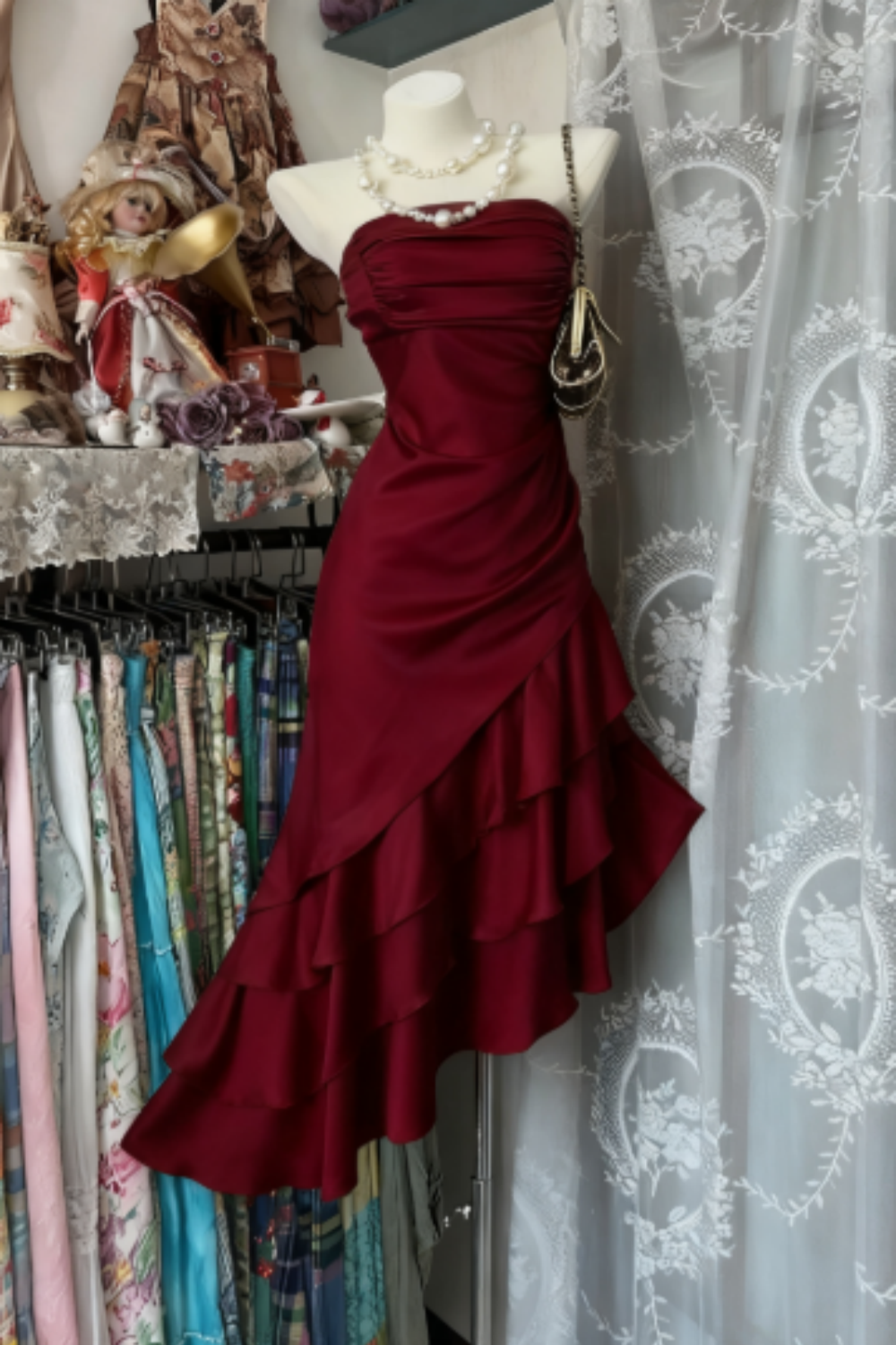 Girlhomeshops-Champagne Short Ruffle Satin Homecoming Dress Birthday Dress