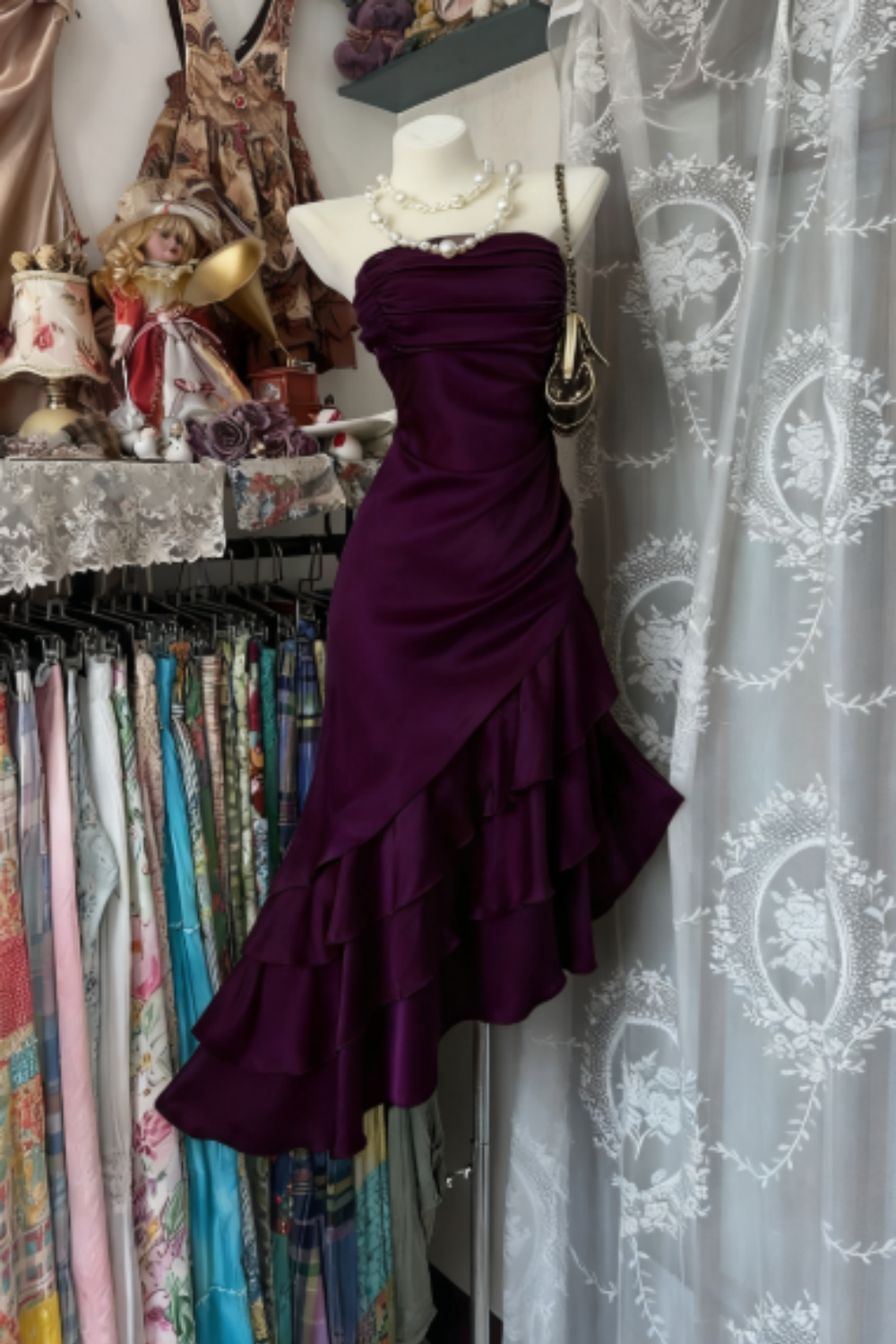 Girlhomeshops-Champagne Short Ruffle Satin Homecoming Dress Birthday Dress