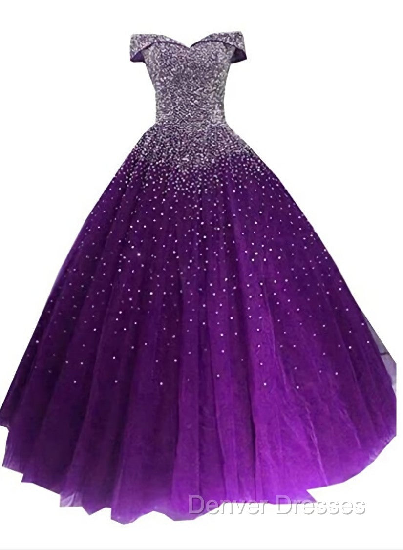 Glam Sequins Off the Shoulder Ball Gown Sweetheart Gowns, Quinceanera Dress