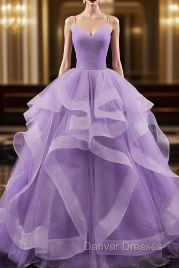 Glam Tulle Light Purple Long Formal Dress Ball Gown Sweet 16 Dress prom Dress shops Main image