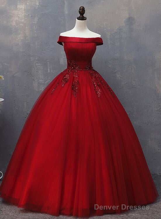 Glam Tulle Wine Red Formal Dress , Handmade Lace-Up Party Dresses, Prom Gowns Main image