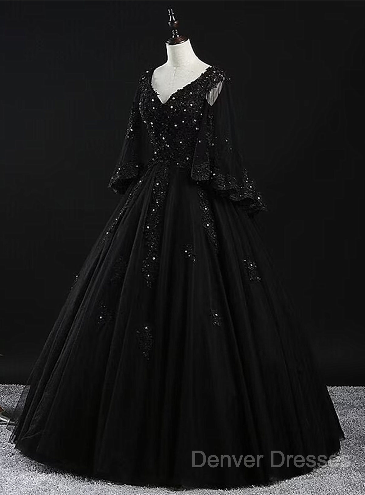 Glam Tulle With Lace Applique Ball Gown Sweet 16 Dress, Beaded Prom Dress Evening Dress Secondary image