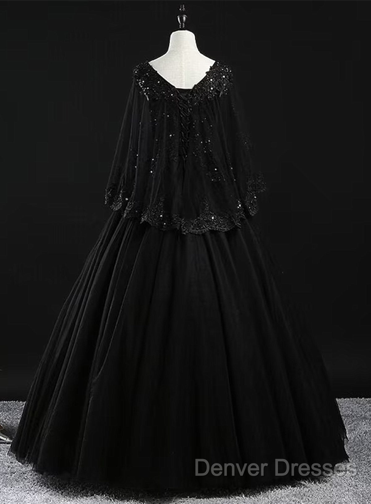 Glam Tulle With Lace Applique Ball Gown Sweet 16 Dress, Beaded Prom Dress Evening Dress