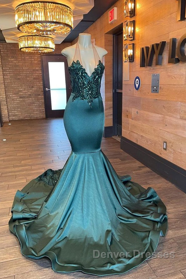 Glamorou V-Neck Sleeveless Halter Mermaid Prom Dress With Beading Secondary image