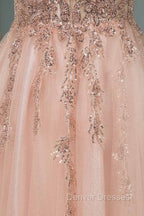 Glamorous Long A-line Sequins V-Neck Open Back Evening Prom Dress