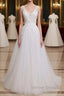 Glamorous Long A-line V-Neck Backless Tulle Wedding Dress