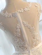 Glamorous Long Evening Dress Lace Cameo Pink Party Dress A Line Applique Tulle Maxi Formal Dress