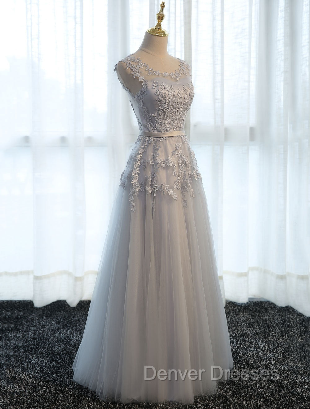 Glamorous Long Evening Dress Lace Cameo Pink Party Dress A Line Applique Tulle Maxi Formal Dress