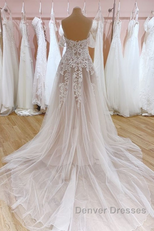Glamorous Long Mermaid Bateau Appliques Lace Tulle Wedding Dress