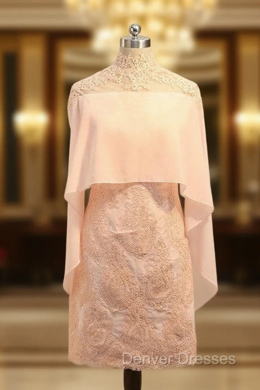 Glamorous Pink Mother Of The Bride Dress Sheath Chiffon Lace