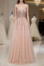 Glamorous Sequins V-Neck Long Evening Prom Dress Floor Length