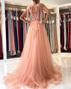 Glamorous Sweetheart Straps Tulle Evening Dress Long With Split