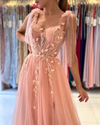 Glamorous Sweetheart Straps Tulle Evening Dress Long With Split