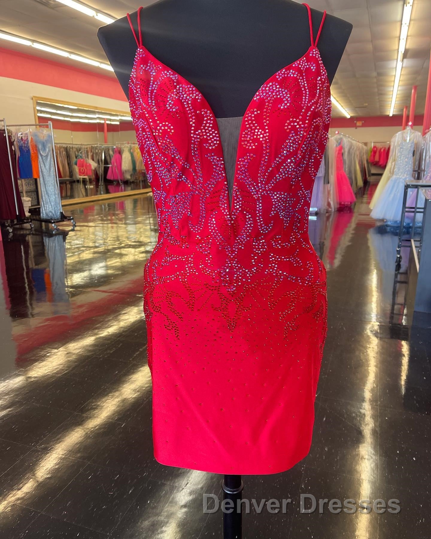 Royal Blue Beaded Plunge V Lace-Up Short Homecoming Dress Secondary image