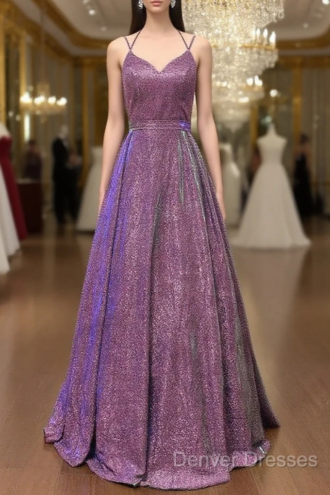 Glitter Ball Gown Prom Dress Cross Back Main image