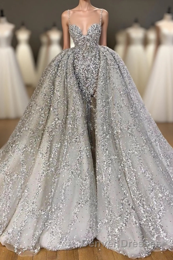 Glitter Mermaid Ball Gown Spaghetti Sequins Tulle party Gown