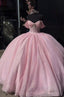 Glitter Pearls Pink Quinceanera Dress Ball Gowns Sweet 15 16 Birthday Dress