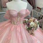 Glitter Pink Quinceanera Dress Ball Gown Sweet 16 Vestidos 15 De XV Anos