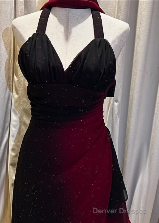 Glitter Radient Blue Prom Dress For Birthday& Pool Party-Elegant V-Neck Spaghetti Straps Evening Dress